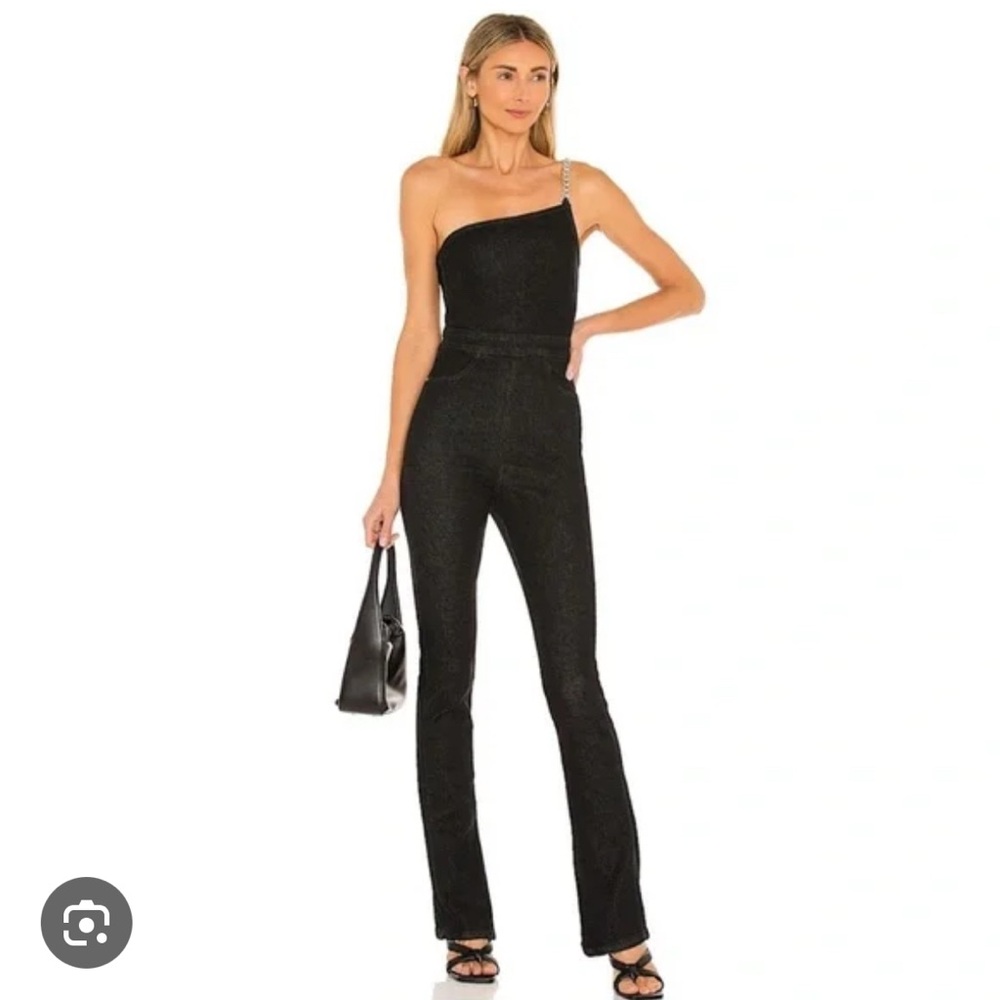 WeWoreWhat Asymmetrical Chain Strap One Shoulder Denim Overalls Size 2